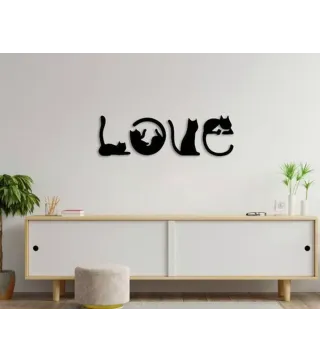 Letrero love decoración gatos