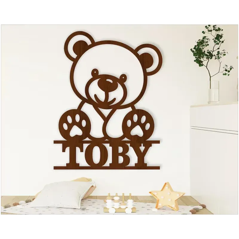 Letrero con nombre de osito de peluche