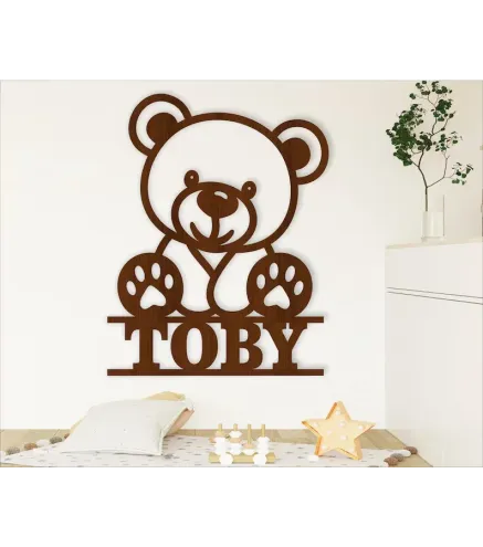 Letrero con nombre de osito de peluche