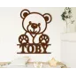 Letrero con nombre de osito de peluche