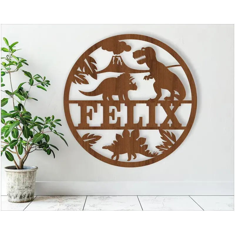 Letrero con nombre de dinosaurio