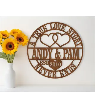 Letrero con nombre para aniversario de pareja