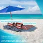 Conjunto de 2 Esterillas de Playa Plegable con Respaldo Reclinable y Bolsa de Transporte 142x51x40 cm Rojo y Blanco