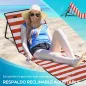 Conjunto de 2 Esterillas de Playa Plegable con Respaldo Reclinable y Bolsa de Transporte 142x51x40 cm Rojo y Blanco