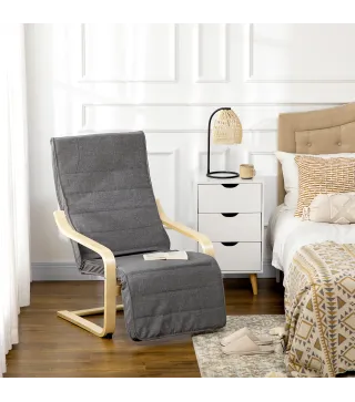 Sillón de Salón con Reposapiés Ajustable Silla Relax Butaca Tapizado en Tela para Oficina Dormitorio 66,5x94x100 cm Gris