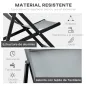 Conjunto de 2 Tumbonas Plegables de Aluminio con Respaldo Regulable en 5 Posiciones y Reposacabezas 60x100x85 cm Gris