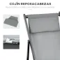 Conjunto de 2 Tumbonas Plegables de Aluminio con Respaldo Regulable en 5 Posiciones y Reposacabezas 60x100x85 cm Gris