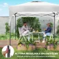 Cenador de Jardín 3x3 m con Altura Ajustable 1 Pared Lateral Impermeable 4 Bolsas de Arena y Bolsa de Transporte Blanco
