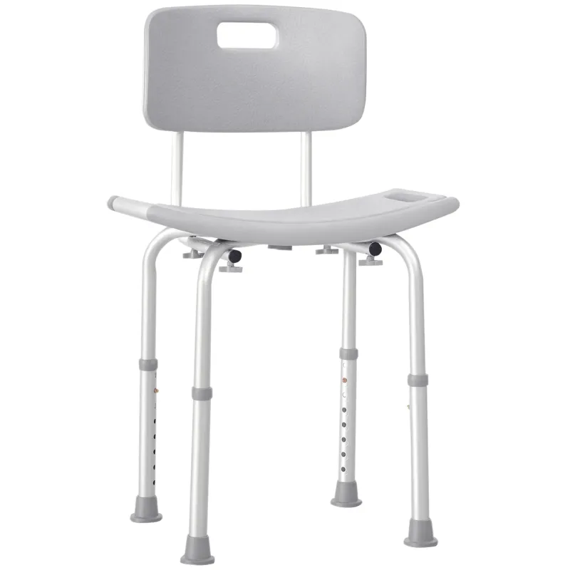 Taburete de Ducha Silla para Ducha con Respaldo Antideslizante Altura Regulable en 8 Niveles Carga 136 kg