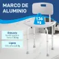 Taburete de Ducha Silla para Ducha con Respaldo Antideslizante Altura Regulable en 8 Niveles Carga 136 kg