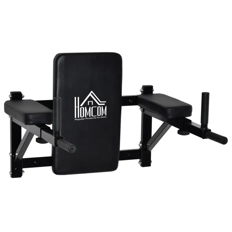 Barra de Musculación para Pared con Brazos Ajustables para hacer Dominadas Flexiones y Crossfit en Casa 70x53-63x48 cm Negro