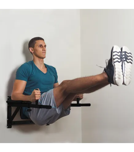 Barra de Musculación para Pared con Brazos Ajustables para hacer Dominadas Flexiones y Crossfit en Casa 70x53-63x48 cm Negro