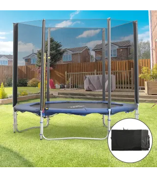 Red de Seguridad de Reemplazo para Trampolín Ø244 cm con Puerta con Cremallera para 6 Postes Rectos Ø244x180 cm Negro