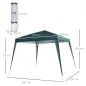 Carpa Plegable 3x3 m, Pop-up, Cenador Pabellón de Jardín, Altura Ajustable con Bolsa de Transporte, Anti-UV, Impermeable, Gazebo