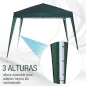 Carpa Plegable 3x3 m, Pop-up, Cenador Pabellón de Jardín, Altura Ajustable con Bolsa de Transporte, Anti-UV, Impermeable, Gazebo