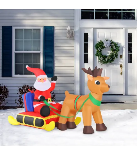 Papa Noel con Reno Hinchable