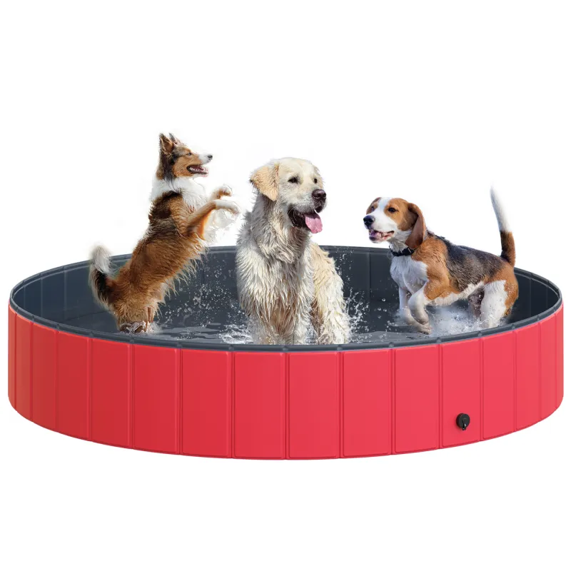 Piscina Plegable para Perros Gatos Ø160x30 cm Bañera Portátil para Mascotas PVC Antideslizante Múltiples Usos para Interiores y