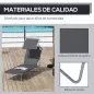 Tumbona de jardín Plegable con Toldo y Respaldo Reclinable para Jardín Terraza Acampada 187x58x36cm Gris