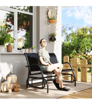 Banco Balancín tipo Silla Oscilante de Jardín o Patio con 2 Plazas 120x70x85 cm Carga 200kg Metal y Tela Texteline