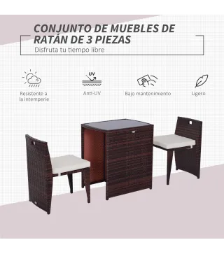 Conjunto 1 Mesa y 2 Sillas
