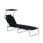 Tumbona de jardín Plegable con Toldo y Respaldo Reclinable para Jardín Terraza Acampada 187x58x36cm Negro Tumbona de jardín Plegable con Toldo y Respaldo Reclinable para Jardín Terraza Acampada 187x58x36cm Negro
