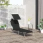 Tumbona de jardín Plegable con Toldo y Respaldo Reclinable para Jardín Terraza Acampada 187x58x36cm Negro