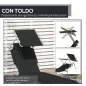 Tumbona de jardín Plegable con Toldo y Respaldo Reclinable para Jardín Terraza Acampada 187x58x36cm Negro