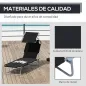 Tumbona de jardín Plegable con Toldo y Respaldo Reclinable para Jardín Terraza Acampada 187x58x36cm Negro