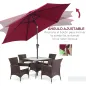 Sombrilla de Jardín, Ø260x235 cm, Parasol de Jardín Reclinable con Manivela, Poste Desmontable de Aluminio y 6 Varillas de Metal