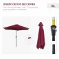 Sombrilla de Jardín, Ø260x235 cm, Parasol de Jardín Reclinable con Manivela, Poste Desmontable de Aluminio y 6 Varillas de Metal