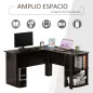 Mesa de Ordenador PC Escritorio para Oficina Hogar Tipo Esquinera Forma L con Estantes 136x130x72cm Madera