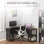 Mesa de Ordenador PC Escritorio para Oficina Hogar Tipo Esquinera Forma L con Estantes 136x130x72cm Madera