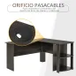 Mesa de Ordenador PC Escritorio para Oficina Hogar Tipo Esquinera Forma L con Estantes 136x130x72cm Madera