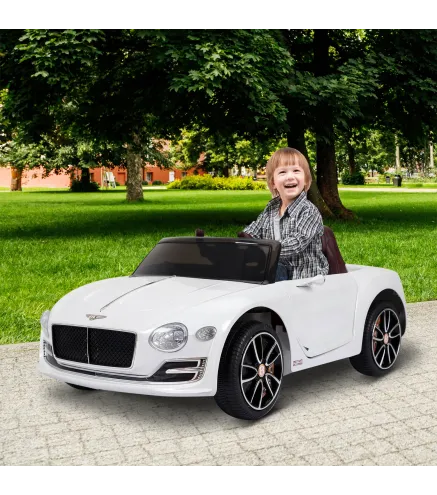 Coche Eléctrico para Niños Bentley GT Coche de Batería para Niños de +3 Años Velocidad 2,5-5 km/h 108x60x43 cm Blanco