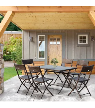Conjunto de Mesa Sillas Ratán