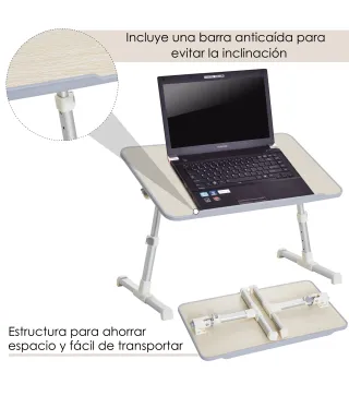 Mesa de Ordenador Ajustable y Plegable