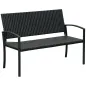 Banco de Jardín de 2 Plazas Banco para Exterior con Respaldo y Asiento de Ratán PE Carga 240 kg 122x60x85 cm Negro