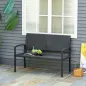 Banco de Jardín de 2 Plazas Banco para Exterior con Respaldo y Asiento de Ratán PE Carga 240 kg 122x60x85 cm Negro