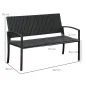 Banco de Jardín de 2 Plazas Banco para Exterior con Respaldo y Asiento de Ratán PE Carga 240 kg 122x60x85 cm Negro