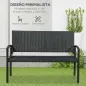 Banco de Jardín de 2 Plazas Banco para Exterior con Respaldo y Asiento de Ratán PE Carga 240 kg 122x60x85 cm Negro