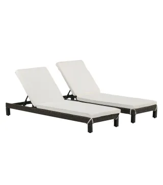 Set de 2 Tumbonas de Ratán