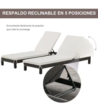 Set de 2 Tumbonas de Ratán