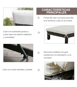 Set de 2 Tumbonas de Ratán