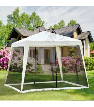 Carpa de Jardín 3x3 m Cenador con 4 Partes Laterales Mosquitera con Cremallera Protección UV Impermeable para Patio Exterior Eve