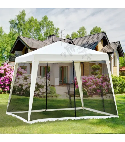 Carpa de Jardín 3x3 m Cenador con 4 Partes Laterales Mosquitera con Cremallera Protección UV Impermeable para Patio Exterior Eve