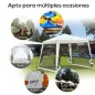 Carpa de Jardín 3x3 m Cenador con 4 Partes Laterales Mosquitera con Cremallera Protección UV Impermeable para Patio Exterior Eve