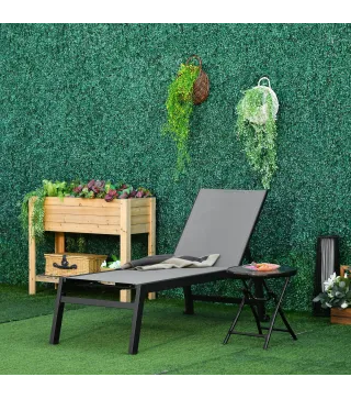 Tumbona de Jardín de Aluminio Tumbona Exterior con Respaldo Reclinable en 5 Posiciones Carga 120 kg 169x65x102 cm Verde