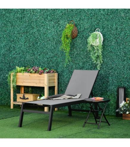 Tumbona de Jardín de Aluminio Tumbona Exterior con Respaldo Reclinable en 5 Posiciones Carga 120 kg 169x65x102 cm Verde
