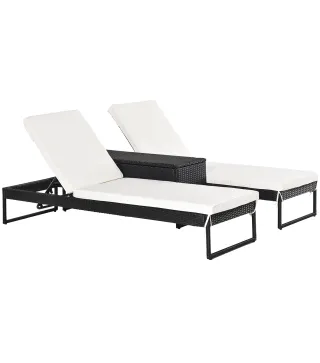Conjunto 2 Tumbonas y 1 Mesa de Ratán