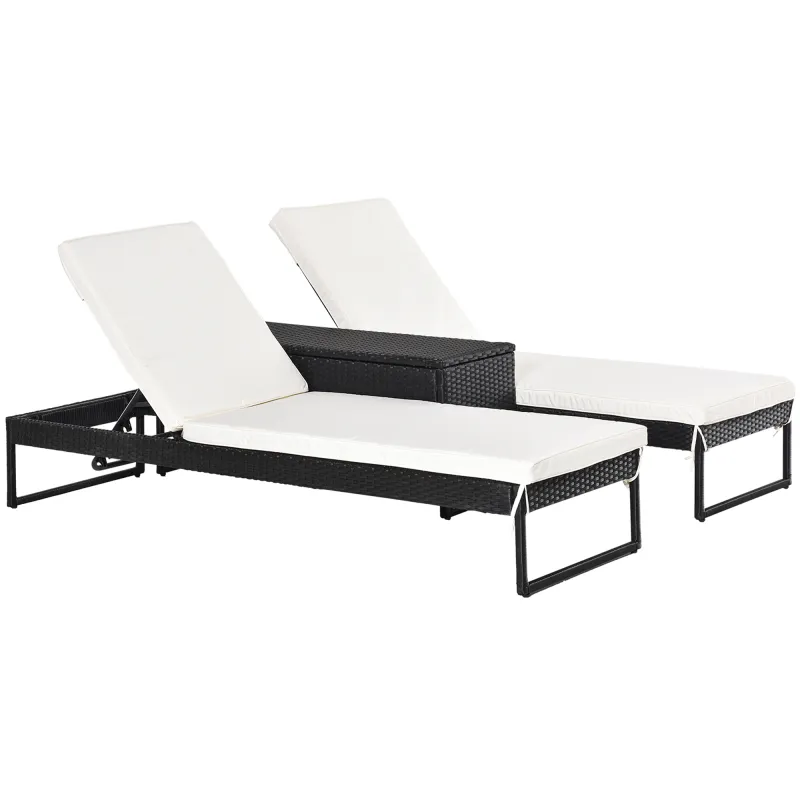 Conjunto 2 Tumbonas y 1 Mesa de Ratán